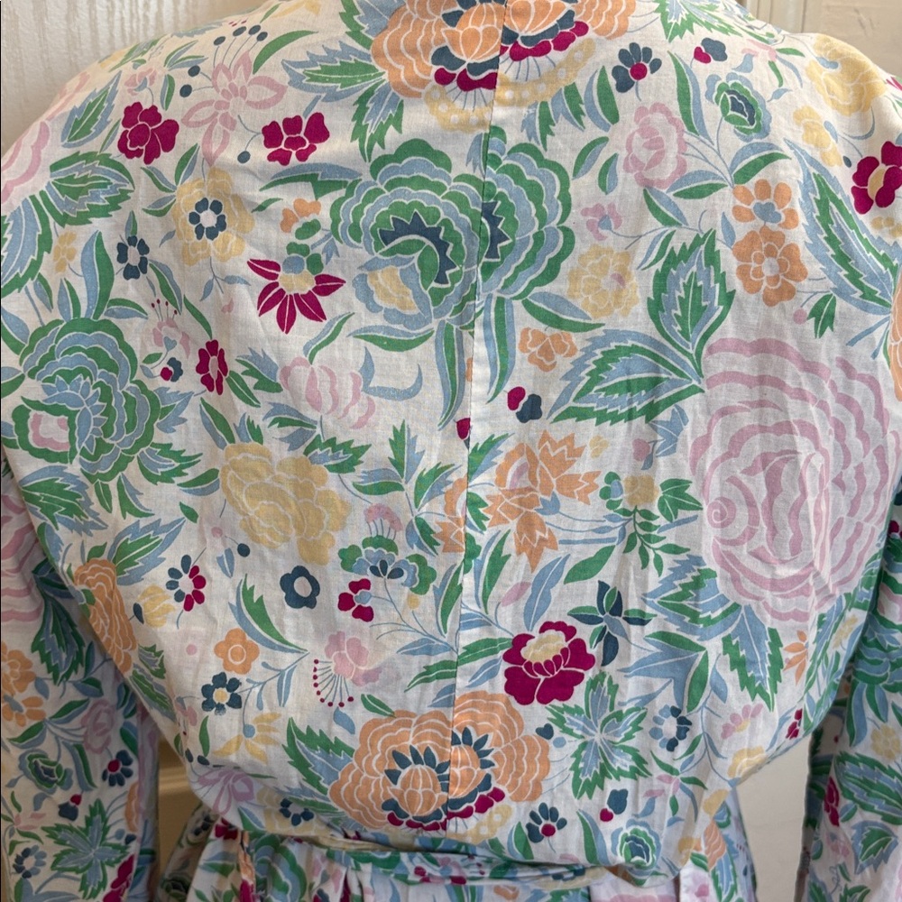 Vintage Floral Cotton Belted Full Length Lightweight Robe Size OS - Picture 8 of 10